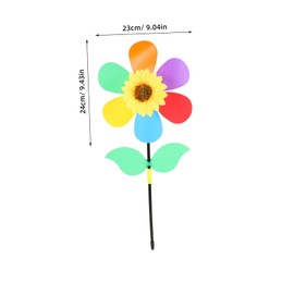 SUPVOX 5pcs Six Leaf Plastic Windmills for Garden Lawn Decorations Colorful Durable Pinwheels with Stability Stake Outdoor for Festival Use