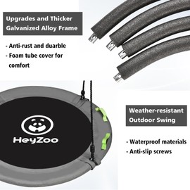 HeyZoo Tree Swing, Saucer Swing 40 Inch for Kids, 900lbs Weight Capacity, with Adjustable Hanging Straps, for Backyard and Outdoor Playground, Gray