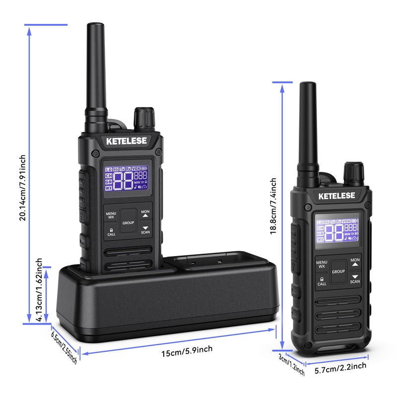 KETELESE T3G Heavy Duty Walkie Talkies for Adults, IP67 Waterproof