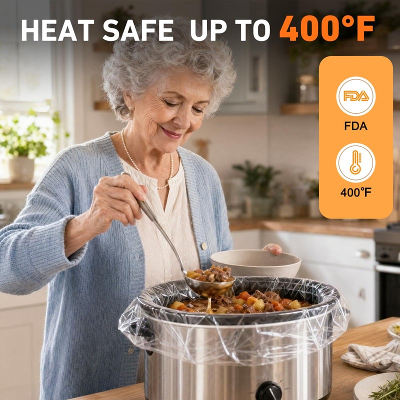 VCLPOWER 20 Pack Slow Cooker Liners,Large Size Thickened FDA-Compliant &