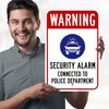 Warning Connected To Police Department Sign, 12x18 Inches, Rust Free