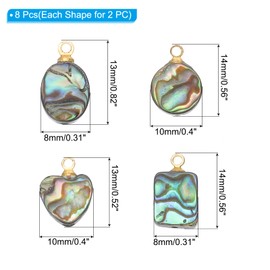 PATIKIL Abalone Shell Charm, 8 Pcs Paua Shell Pendant Kit Sea Abalone Shell Decorations for Necklace DIY Ocean Jewelry Making, Mix Colors