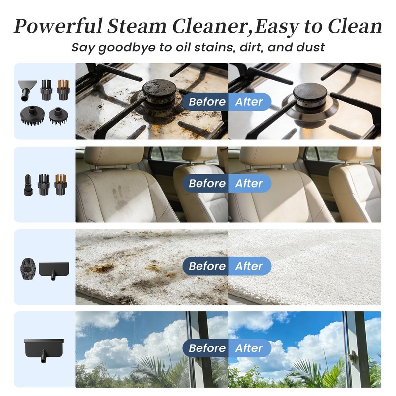 Steam Cleaner for Home & Car-Portable Handheld Steamer for Cleaning
