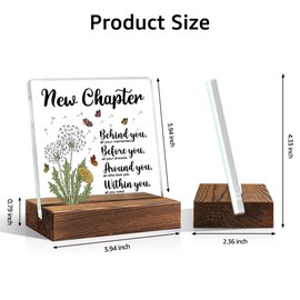 TOUNER New Chapter Dandelion Office Decor Sign, Acrylic Desk Wood Plaque, New Beginnings Gifts for Sister BFF, Graduation Gifts for Daughter, New Job Gifts, Retirement Gifts for Boss, Farewell Gifts