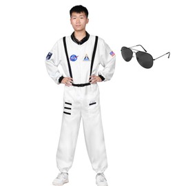 Ficlwigkis Astronaut Costume Men's Space Costume Men's Carnival Costumes Astronaut Costume Fancy Dress Costumes (White Adult, S)