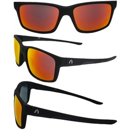 Alpha Omega AO4 Wraparound Sports Motorcycle Sunglasses Riding Glasses for Men or Women 2 Pair Black Frame w/Blue & Red Mirror Lenses