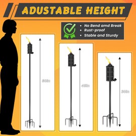 BABITEY 2 Pack Citronella Torches for Outside,16oz Outdoor Metal Garden Torches,60" Garden Décor Torches with 5-Prong Grounded Stake,Flam Torch Light for Backyard Patio Pathway