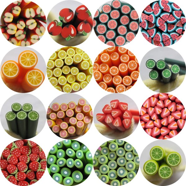 80pcs/bag Nail Art Polymer Clay Cane Fruit Series cada 5 piezas 10018