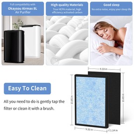 2 Pack AirMax 8L HEPA Replacement Filter Set Compatible with Okaysou Airmax 8L Air Purifier, 3-in-1 H13 True HEPA and Blue Ultra-Filter, Carbon Pre-filter