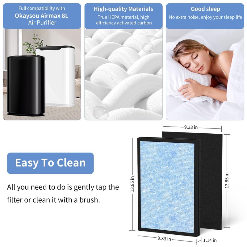 2 Pack AirMax 8L HEPA Replacement Filter Set Compatible with