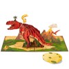 POPWOW Happy 4th Birthday Pop Up Card, Dinosaur, T-Rex, Volcano,