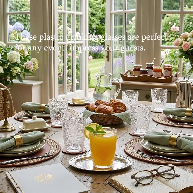 YINPIXUS Clear Acrylic Drinking Glasses Set of 6, Plastic Cups