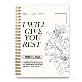 UYIKG Bible Verse Journaling Notebooks for Women, Christian Women Gifts, Inspirational Christian Spiral Journal Notebook for Teen Girls, Matthew 11:28, 5.8x8.3 in
