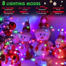 Enhon 4 Pack Christmas String Light Battery Operated, 17ft 50 LED Fairy Light with Timing, 8 Modes Twinkle Light Outdoor Indoor Christmas Decoration Xmas Tree Porch(Multicolor)