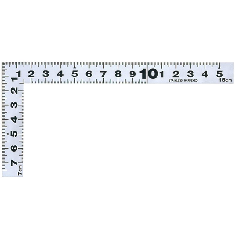 Shinwa Sokutei Measuring Square, Flat, Silver, Same Scale on Front