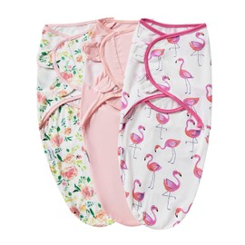 Baby Swaddle Blanket, 3 Pack Newborn Swaddles 0-3-Months, Small-Medium Easy Change Infant Wrap, Infant Swaddling Sack, Adjustable Swaddle Blanket (Pink Flowers)
