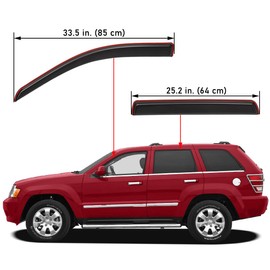 Lightronic WV194243 in-Channel Side Window Deflectors & Visors Vent Rain Guards, Dark Smoke, 4-Pieces Set, Fits 2005-2010 Jeep Grand Cherokee