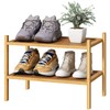 kiplant Small Shoe Rack, 2-Tier Bamboo Wood Shoe Rack for
