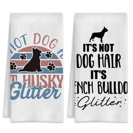 NITAHHHY Husky Dog Quote It's Not Dog Hair It Husky Glitter Kitchen Towels Set of 2,Quick Dry Microfiber Cloth Dish Towel Drying Hand Towels for Kitchen Gifts for Women Men 16" x 24"