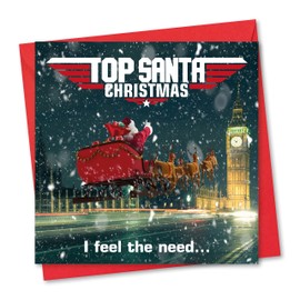 Absolutely Yours Christmas Card. Top Santa Design. Ecofriendly & UK Made. Verse Inside. 150 x 150mm card size