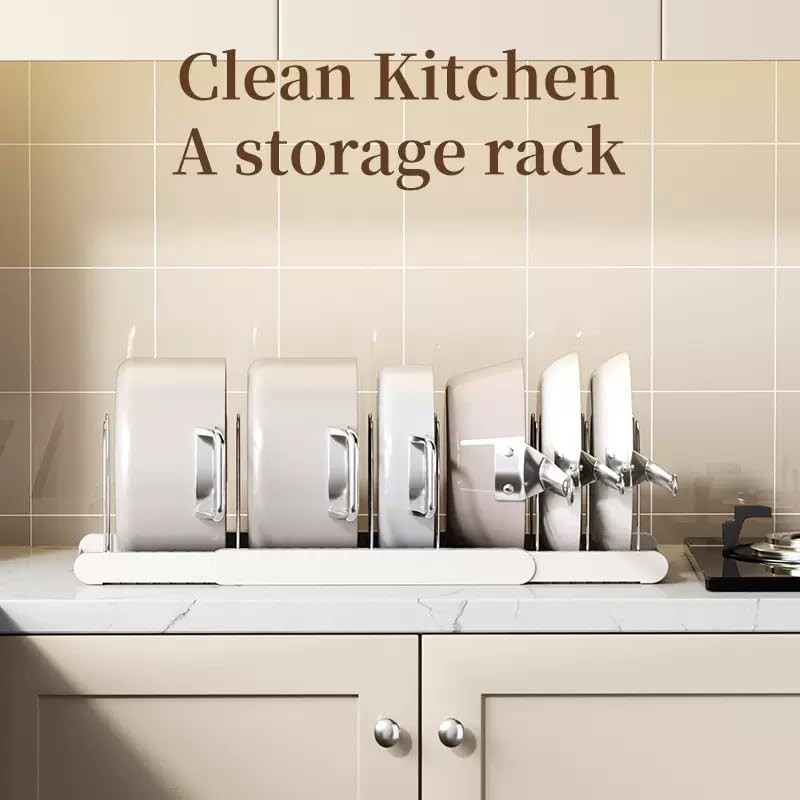 SNBBGT Expandable Pot Organizer with 7 Adjustable Dividers for Kitchen