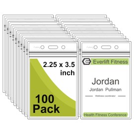 Fushing Plastic Name Badge Holders, Clear Vertical Card Holders, 100 Pieces, Size S, Colourless