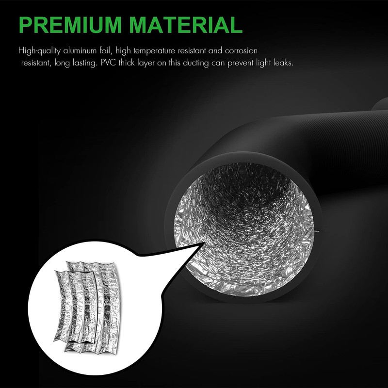 HealSmart 4" 25 Ft Aluminum Ducting Flexible, Heavy-Duty Four-Layer Protection