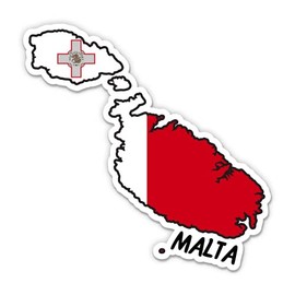 Squiddy Malta Map with Flag - Vinyl Sticker for Car, Laptop, Notebook - 5"