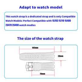 MMBAY Rubber 26MM Watch Bands Compatible Fit for Audemars Piguet AP Royal Oak Offshore 15703 15710 15400 26470 26400 Silicone Strap Wirstband for Men Women Bracelet Watch accessories, Black