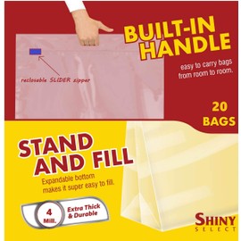 [10 Count] Jumbo Storage Bags with Carry Handles - Perfect Resealable Brining Bag for Huge Turkey Roast Extra Large Size 24" x 24" - Clear Heavy Duty 4 Mil Thick - Easy SLIDER Open Close