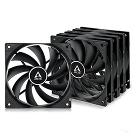 ARCTIC F12 (5 piezas) - 120 mm Ventilador de Caja para CPU, Motor Muy Silencioso, Computadora, 1350 RPM - Negro/Blanco