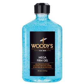 Woody's Mega Firm Gel for Men, Dries Firm with Maximum Shine and Super Strong Grip, Moisturizes, Strengthens, Conditions, with Natural Ingredients, No Flaking, Alcohol-free, For All Hair Types, 12 oz