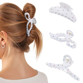 HAIMEIKANG 3 PCs Cute Hair Bow Claw Clips for Women - Rhinestone Hair Clips Non-Slip Styling Accessories for Women's Thick and Thin Hair