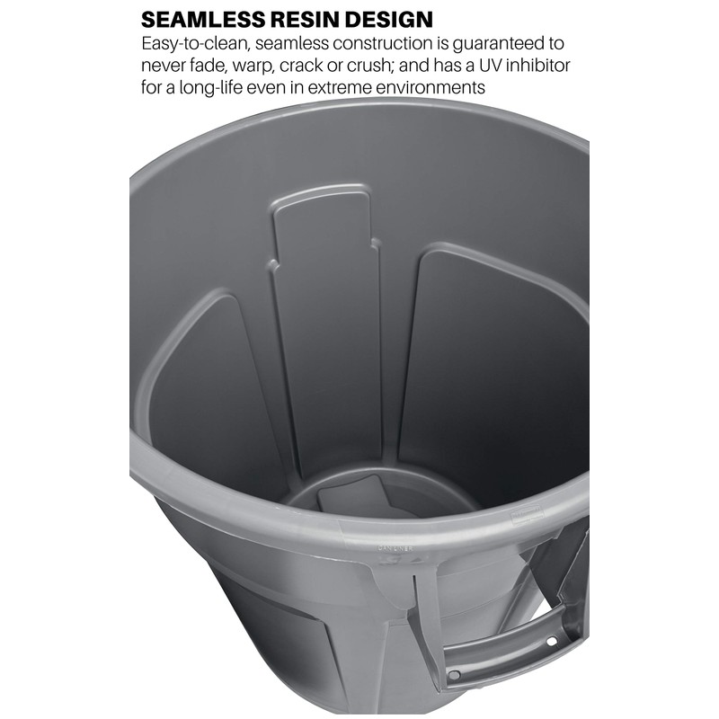 Rubbermaid Commercial Products BRUTE Heavy-Duty Round Trash/Garbage Can, 32-Gallon, Green,
