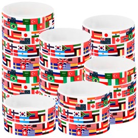 Threehoney 60 Pcs International World Country Flags Wristbands Silicone Bracelets American Flags Wristband International Sport Events Party Favor Around The World for Back to School Office Supplies