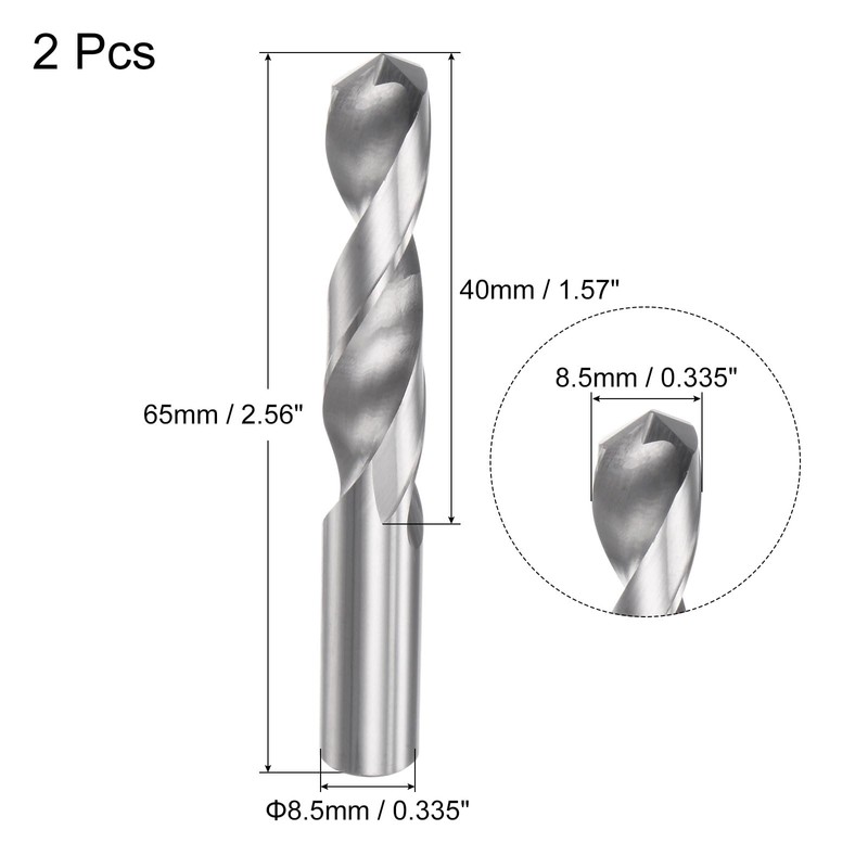 QUARKZMAN Solid Carbide Drill Bits 8.5mm C2/K20 Tungsten Carbide Straight