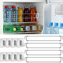 Yaocom 4 Pcs Rv Refrigerator Bars 12.44"-22.63" Adjustable Stainless Steel RV Fridge Tension Rods Refrigerator Accessories Extendable Food and Drink Stabilizers Prevent Messy Spills During Travel