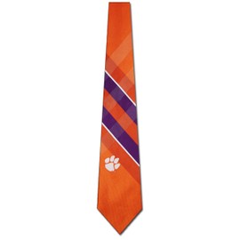 Clemson Grid Neck Tie with College Sports Team Logo