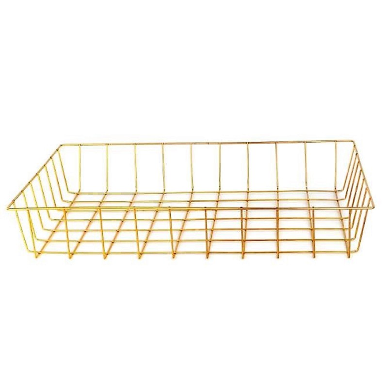 Gold Iron Wire Baskets and Trays, Round and Rectangular, 4-ct
