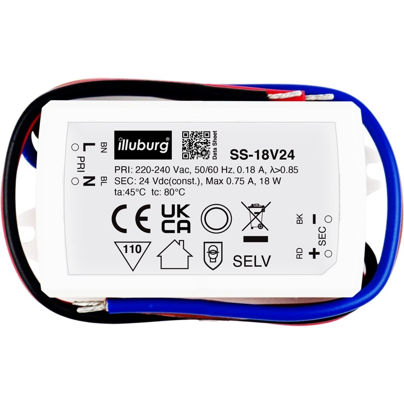illuburg LED Driver 24V Constant Voltage 18W Flickerfree for LED