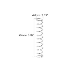 PATIKIL Guitar Single Coil Pickup Height Spring 4.8x25mm for Bass and Guitar Pickguard Mount, Silver Tone, 10pcs