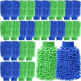 Patelai 30 Pcs Car Wash Mitt Scratch Free Microfiber Chenille Car Wash Gloves Double Sided Absorbent Mitt for Washing Cleaning Cars Trucks Boats, 9.45 x 5.9 Inch