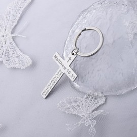 Inspirational Quotes Keychain Cross Accessories for Men Women Christian Encouragement Gifts for Son Daughter Christian Birthday Christmas Gifts for Grandson Granddaughter Positive Gift Ideas