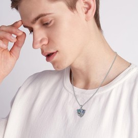 URONE Santa Muerte Locket Necklace 925 Sterling Silver Saint Death Locket Pendant Necklace St. Amulet Jewellery Gifts for Men Women