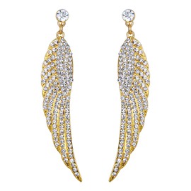 EVER FAITH Damen österreichischen Kristall Hochzeit Engel Flügel durchbohrt baumeln Ohrringe Klar Gold-Ton