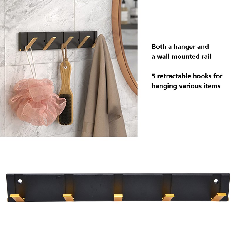 Modern Flip Floating Rack 5 Retractable Hooks 5kg Load Modern