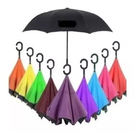 RIVERSOFY  Paraguas Reversible Lisos Colores Surtidos Mayoreo  5 Pzs