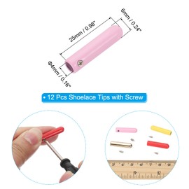 PATIKIL 12 Pcs Shoelace Tips with Screw, Alloy 25mm Cylindrical Aglets Shoes Lace Cords End Tip Cap Replacement for DIY Clothes Strings, Pink