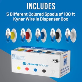 Jonard Tools R30-5100 Solid Kynar® Wire & Dispenser Box, 5 Color Set (500 ft)