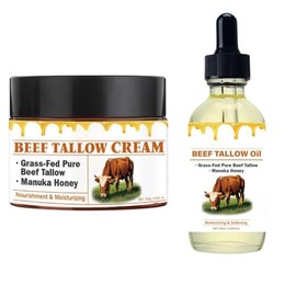 Beef Tallow Cream, Beef Tallow Oil, Natural Tallow and Honey Face Moisturizer
